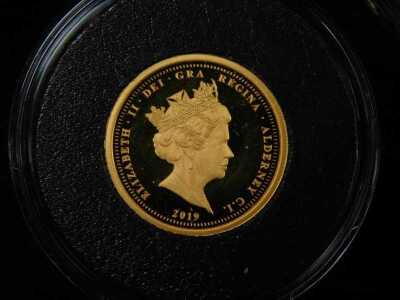 A Harrington and Byrne 2019 200th Anniversary of the Birth of Queen Victoria five gold proof sovereign Portrait Collection, comprising Young Head sovereign 2019, Gothic Head sovereign 2019, Jubilee Head sovereign 2019, Veiled Head sovereign 2019, and the - 2