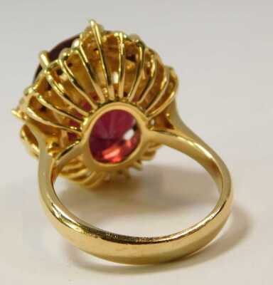 A H Senna 18ct gold oval cluster diamond and garnet ring, size L. - 3