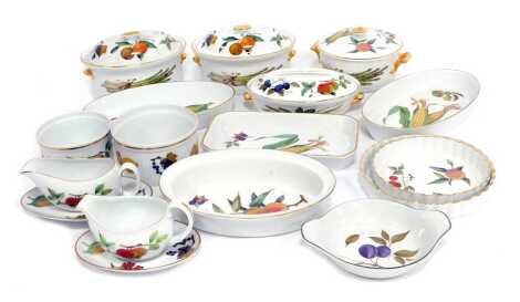 Royal Worcester Evesham pattern wares, to include tureens and covers, flan dishes, gravy boat, oval serving dishes, etc. (a quantity)