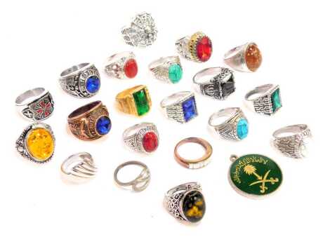 A selection of silver and other dress rings, some stone set, various seal set and others, including United States Army and United States Air Force replica rings.