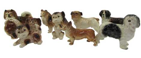 A group of Melba ware dogs, to include a Bulldog, Corgi, etc. (1 tray and loose)