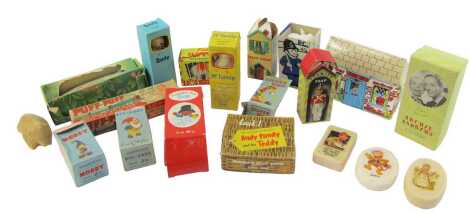 A group of Cussons and other soaps, including Noddy, Big Ears, Sooty, Puff Puff Train, Mr Turnip, Archie Andrews, etc., some boxed. (a quantity)