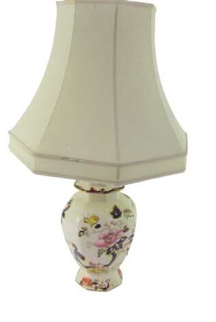 A Masons Ironstone Mandalay pattern part table lamp, with shade, 72cm high overall.