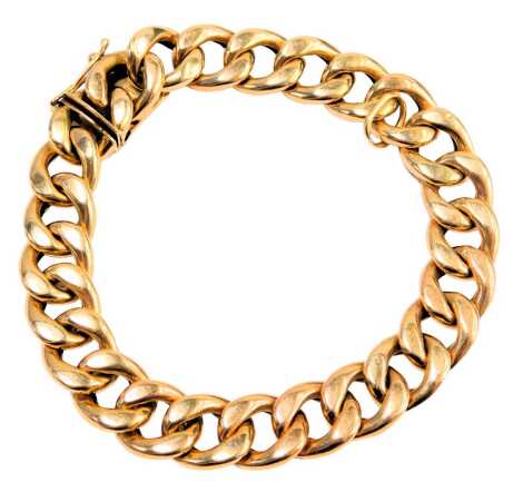 A curb link bracelet, yellow metal stamped 585, 25g, 20.5cm long.