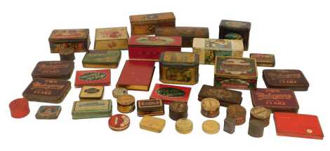 Bygone tins, to include Cooperative Wholesale Society Ltd Brush Works, CWS Biscuits, etc. (1 box)