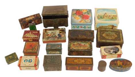 Bygone tins, to include Crumsall and Cardiff Biscuits, 1971 Presentation Roses Biscuits, CWS Cascade Motor Lubricating Oil, etc. (1 box)