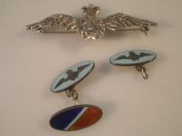 An RAF sweetheart brooch and cufflinks