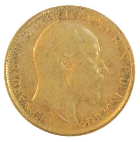 An Edward VII half gold sovereign, dated 1908.