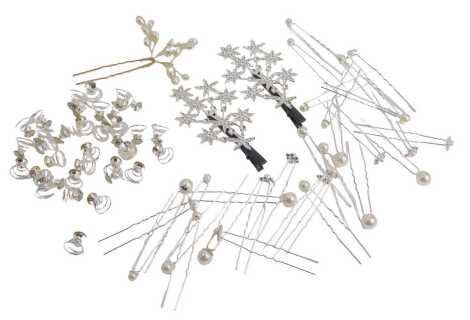 A group of stone set hairpieces, pins, spin badges, star clip, etc. (a quantity)