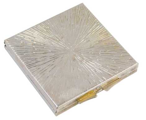 A stainless steel bark effect compact.