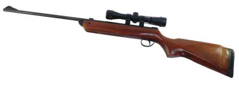 A BSA .22 calibre air rifle, with sight, 106cm long.