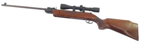 A Westlake .22 calibre air rifle, numbered 110415108, with an Optik 4x40 sight, 108cm long.