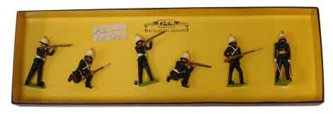 A W Britain The Royal Marine Artillery lead soldier set, comprising six soldiers, boxed.