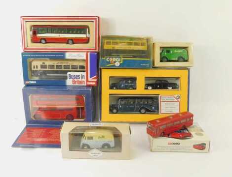 Corgi diecast, to include 50th Anniversary Battle of Britain set, Buses in Britain Weymann Bus for Birmingham City Transport, a Wall's Ice Cream van, Metro Bus, Tellus Red Plaxton coach, Queen Mother's Centenary, etc. (1 tray)