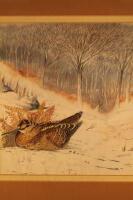 A T Morlley. Study of a woodcock in a winter landscape