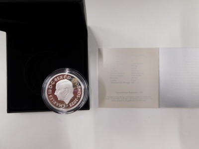 A Hogwarts School of Witchcraft and Wizardry 2023 UK two ounce silver proof coin, number 74, with box and packaging. - 2