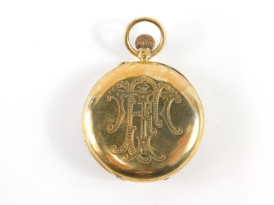 A John Perry of Nottingham 18ct gold half hunter pocket watch, with white enamel Roman numeric dial and seconds dial, with a bezel wind seventeen jewel movement, numbered 151761, 116.8g all in. - 3