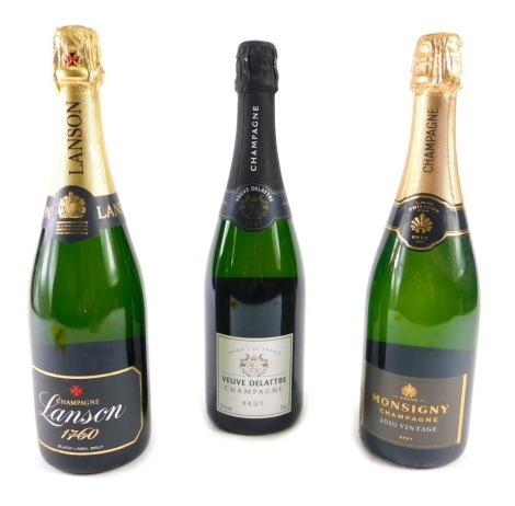 Three bottles of Champagne, to include Lanson.