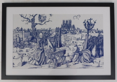 Grayson Perry (b.1960). The Charms of Lincolnshire, screenprint on cotton cloth, 39.5cm x 65cm. - 2