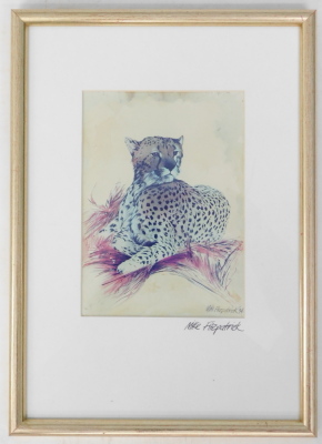 Mike Fitzpatrick (19thC/20thC). Cheetah, artist stamped photolithograph, 16.5cm x 12cm. - 2