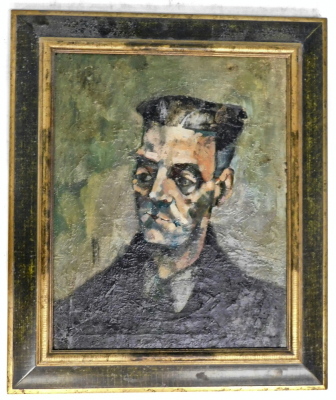 20thC School. Head and shoulders of a man, oil on canvas, inscribed verso Mrs W.B. Maish, 10 Buckingham Lane, Nuneaton, Warwickshire, England, 50cm x 40cm. - 2