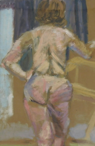 20thC School. Life study, pastel, indistinctly inscribed verso, 55cm x 38cm.