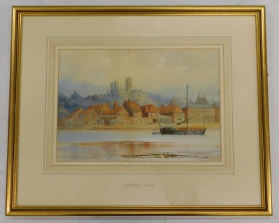 19thC British School. Brayford Pool, Lincoln, watercolour, 24cm x 34cm. - 2