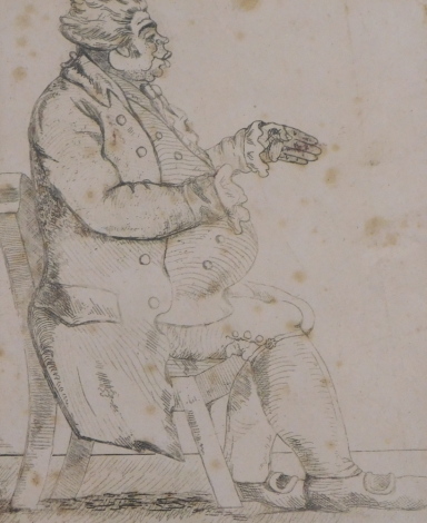 18thC British School. Gentleman seated, ink drawing, 18cm x 14.5cm.