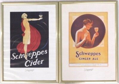 Schweppes. Cider, Ginger Ale, two coloured posters, 41cm x 28.5cm.