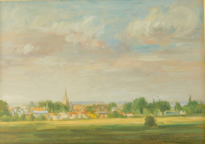 Allen Smith (20thC). Lincoln Fair, South Common, oil on canvas on board, signed and titled verso, 24cm x 34cm. Label verso Gallery on the Strait.