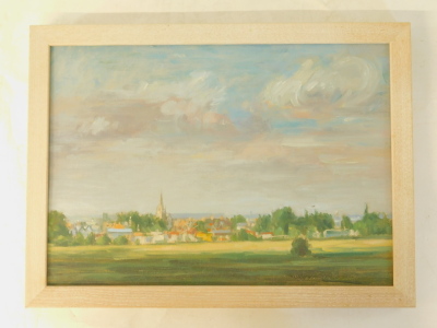 Allen Smith (20thC). Lincoln Fair, South Common, oil on canvas on board, signed and titled verso, 24cm x 34cm. Label verso Gallery on the Strait. - 2