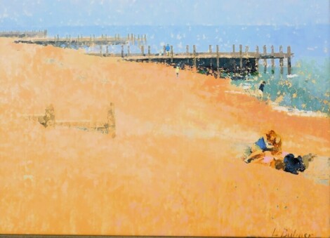 Lionel Victor Bulmer (1919-1992). Beach scene, oil on board, signed, 43cm x 60cm.