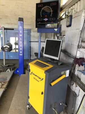 A 2021 MOT and service bay, comprising Tecalemit four pillar 3500kg compact vehicle lift with axle support, turntables headlamp testing roller, overhead display, portable Crypton 800 series, testing station, digital smoke head, tester and rear brake rolle - 3