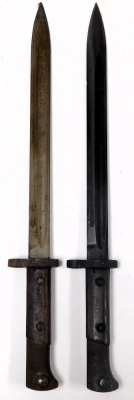 Two WWI period bayonets, with metal scabbards, and a French Lebel bayonet, model 1886-15. (3) - 3