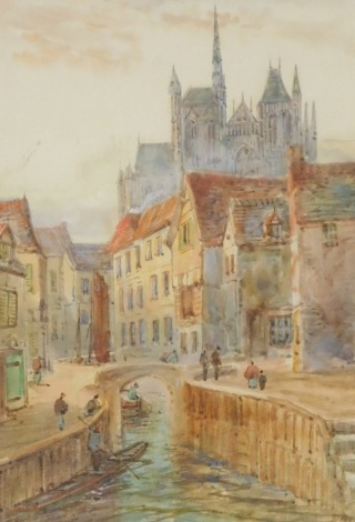 Edward Nevil (late 19th/early 20thC). Amiens, watercolour, signed, 27.5cm x 18cm.