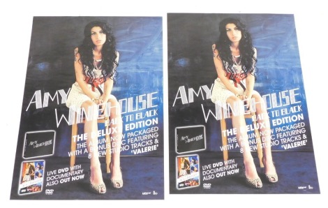 Two Amy Winehouse promotional posters, issued to UK record shops, that were never used, Back to Black deluxe edition 2006, 76cm x 51cm.