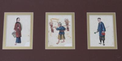 Three 19thC framed Chinese miniature portraits