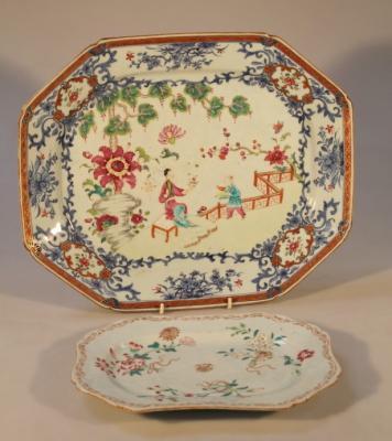 Two late 18thC octagonal plates