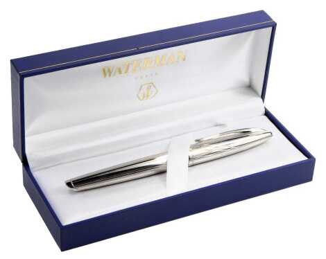 A Waterman Carene ball point pen, metal casing, boxed.