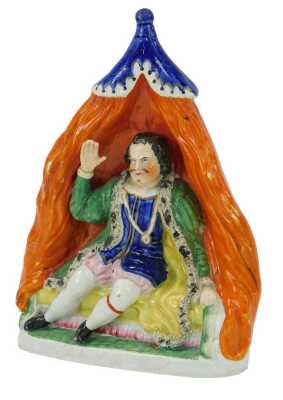 A 19thC Staffordshire pottery figure, modelled as the actor David Garrick playing Richard III, 24.5cm high.