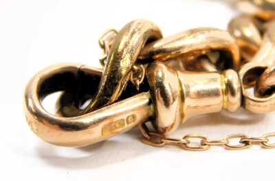 A Victorian hammered link gold plated watch chain bracelet, with single clip and safety chain, 22cm long. - 4