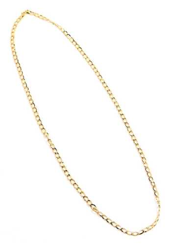 A flattened curb neck chain, yellow metal stamped Italy 9kt, 50cm long, 3.2g.