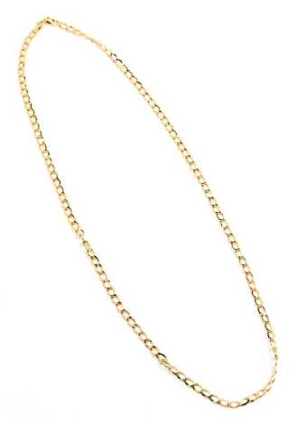 A flattened curb neck chain, yellow metal stamped Italy 9kt, 50cm long, 3.2g.