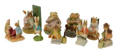 A group of World of Beatrix Potter figures, comprising Samuel Whiskers, Johnny Town-Mouse, Flopsy Bunny, three Border Fine Arts Beatrix Potter figures including Hunca Munca Sweeping, Mrs Rabbit with Flopsy Bunny, Peter and Cotton Tail mini figure, one box