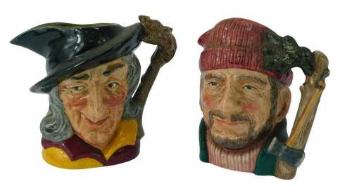 Two Royal Doulton large character jugs, comprising The Pied Piper 6403, and Lumberjack D6610, 20cm high.