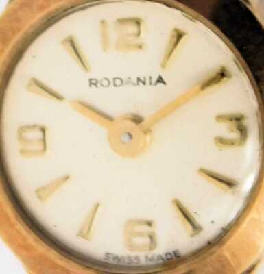 A Rodonia 9ct gold lady's wristwatch, circular silvered dial, on a 9ct gold bracelet, 10.6g all in. - 2