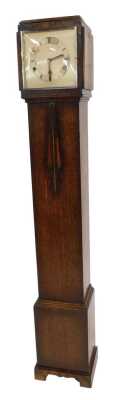 An early 20thC Anvil oak cased grandmother clock, with square set Roman numeral dial, in Art Deco style case, with thirty hour movement, 135cm high, 23cm wide, 17cm deep.