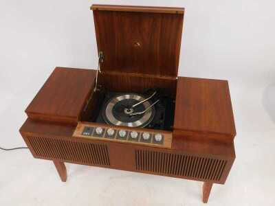 A HMV teak cased record player, with a Garrard 3000 player, 66cm high, 92cm wide, 50cm deep. - 3