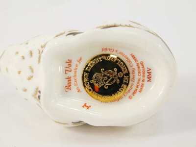 A Royal Crown Derby Exclusive Collector's Guild Edition Bank Vole, 2004, with gold stopper, 7cm wide, boxed. - 3