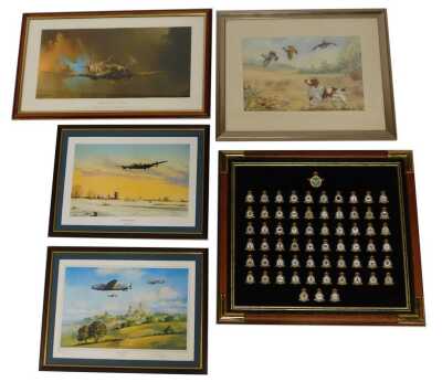 A group of aviation prints, comprising after Barrie Clark, Spitfire, 26cm x 49cm, after Keith Aspinall, Breaking the Silence, 26cm x 35cm, after Timothy O'Brien, Lest We Forget, signed limited edition number 486/500, 25cm x 35cm, together with various RAF